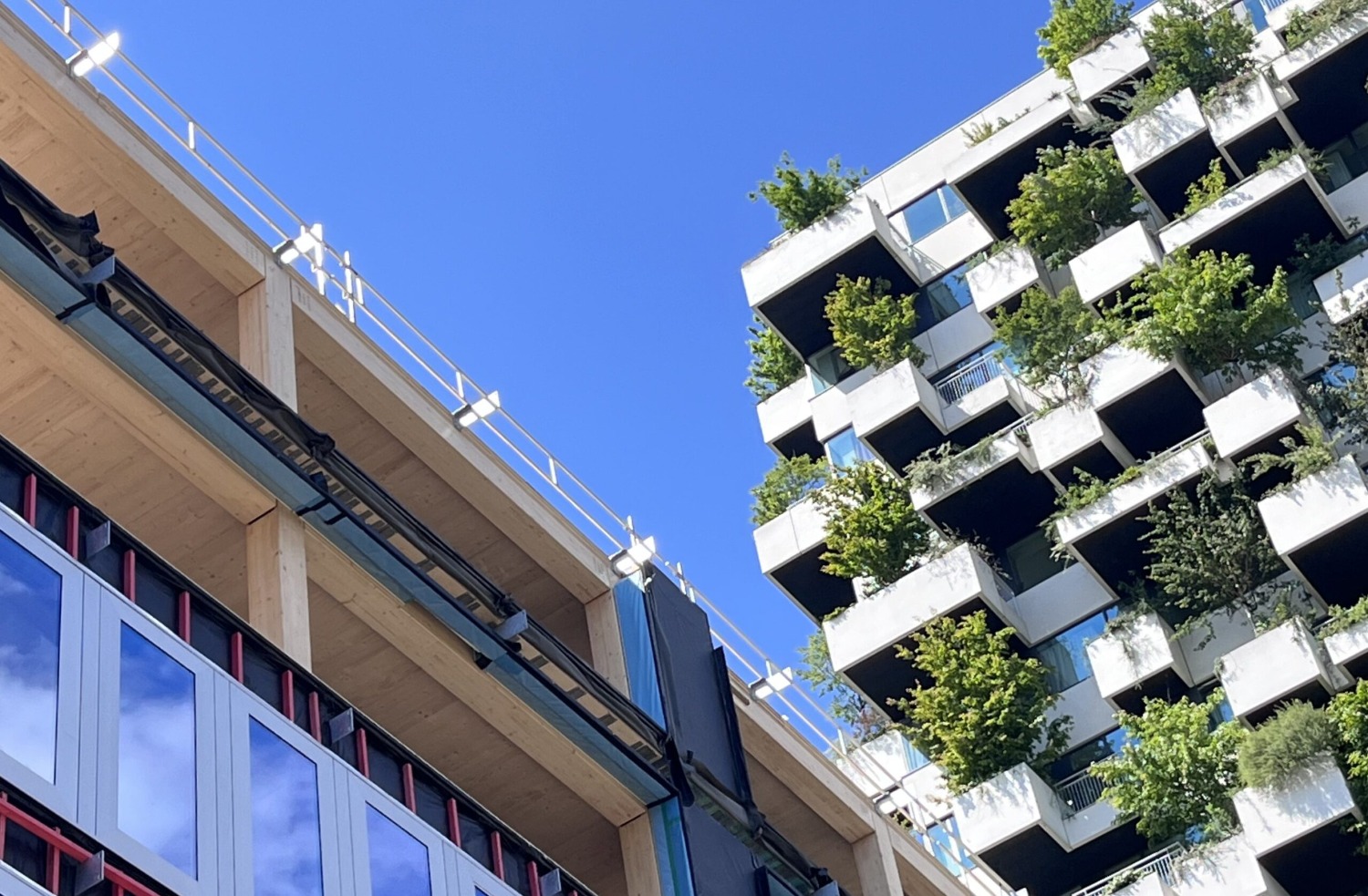 Abstracte gebouwen met planten lucht buildsight